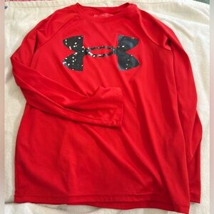 Under Armour Red Long Sleeve with Black Logo